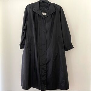 Vtg British Mist Trench Coat Women 16 Black Removable Liner Rain Jacket Money